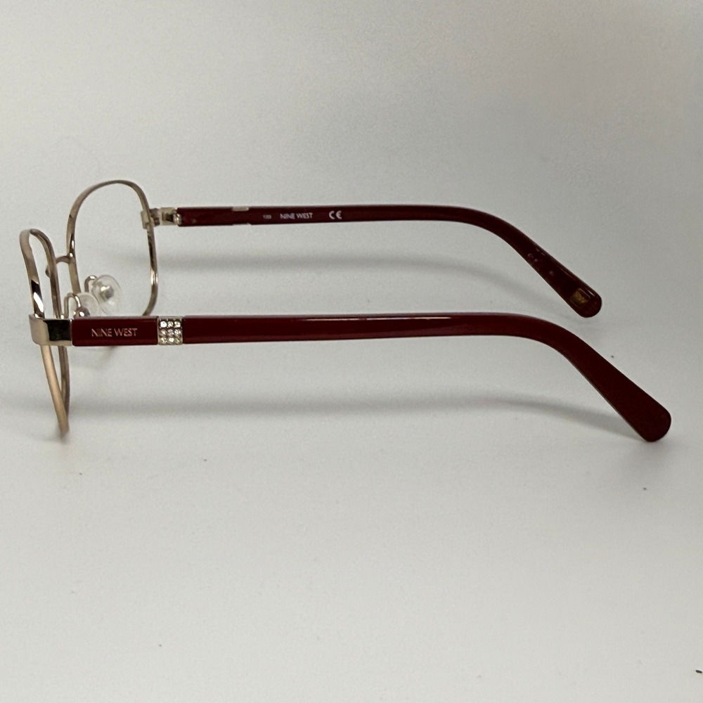 Nine West NW123S 780 Gold Burgundy Square Eyeglasses Frames 57-16-135 21813 - Picture 2 of 7